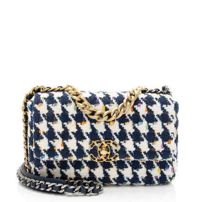 Chanel Tweed Houndstooth 19 Medium Flap Shoulder Bag
