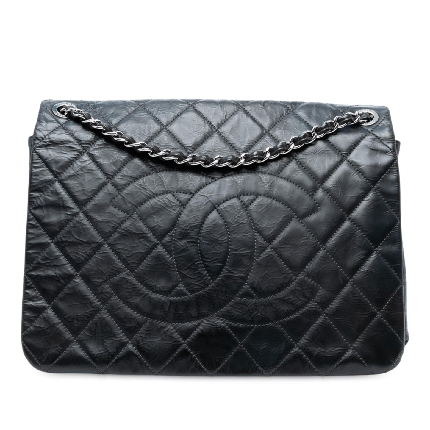 Chanel Xl Cc Glazed Quilted Calfskin Single Flap