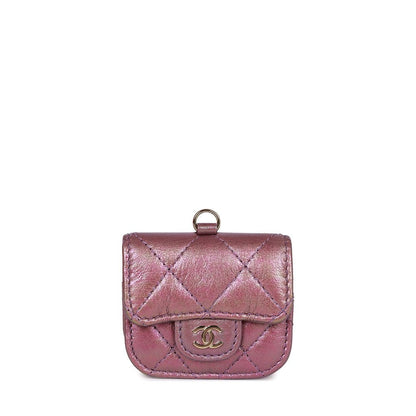 Chanel Airpods Pro Case Purple Iridescent Lambskin Light Gold Hardware