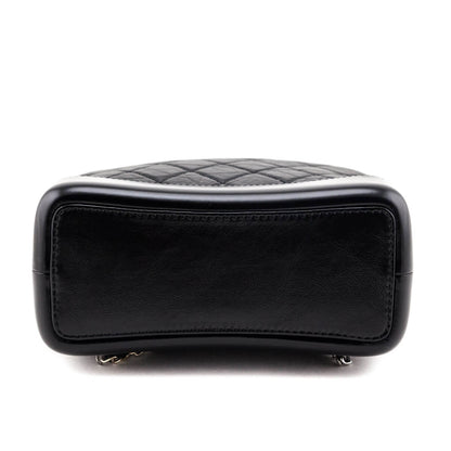 Chanel Black Aged Calfskin Quilted Small Gabrielle Backpack