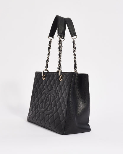 Chanel Black Caviar Leather Grand Shopping Tote (GST) with Silver Hardware