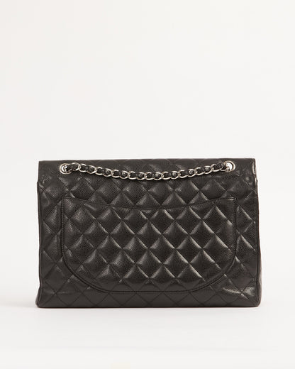 Chanel Black Caviar Quilted Single Flap Classic Maxi Bag