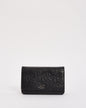 Chanel Black Lambskin Leather Camellia Embossed Wallet on Chain