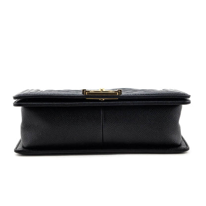 Chanel Black Quilted Caviar Medium Boy Flap Bag