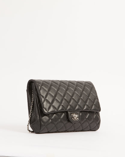 Chanel Black Quilted Lambskin Leather Chain Clutch Flap Bag