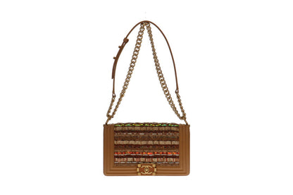 Chanel Boy Medium Leather Tweed Handbag