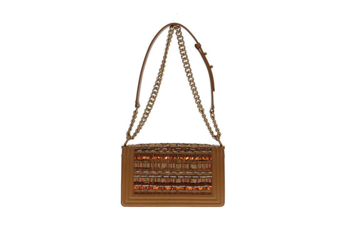 Chanel Boy Medium Leather Tweed Handbag