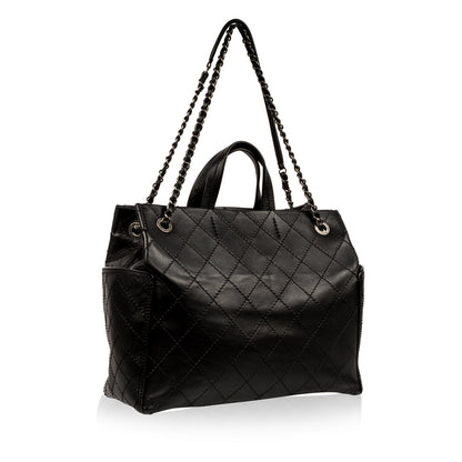 Chanel Shopping Tote Quilted Black Tote Bag