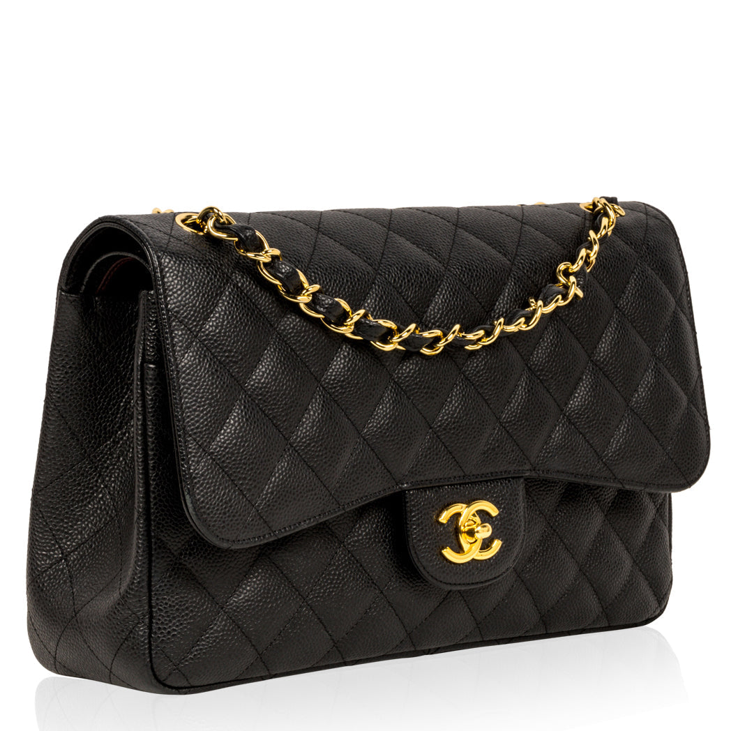 Chanel Classic Flap Caviar Black Shoulder Bag Style 35