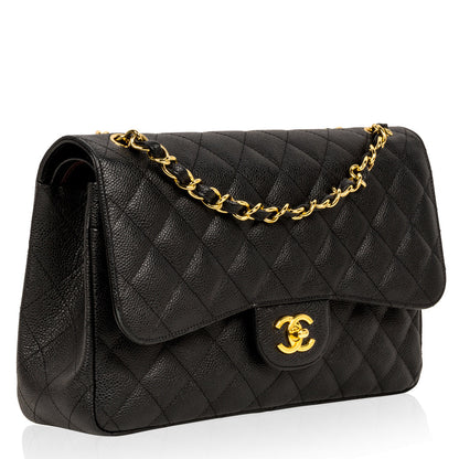 Chanel Classic Flap Caviar Black Shoulder Bag Style 35