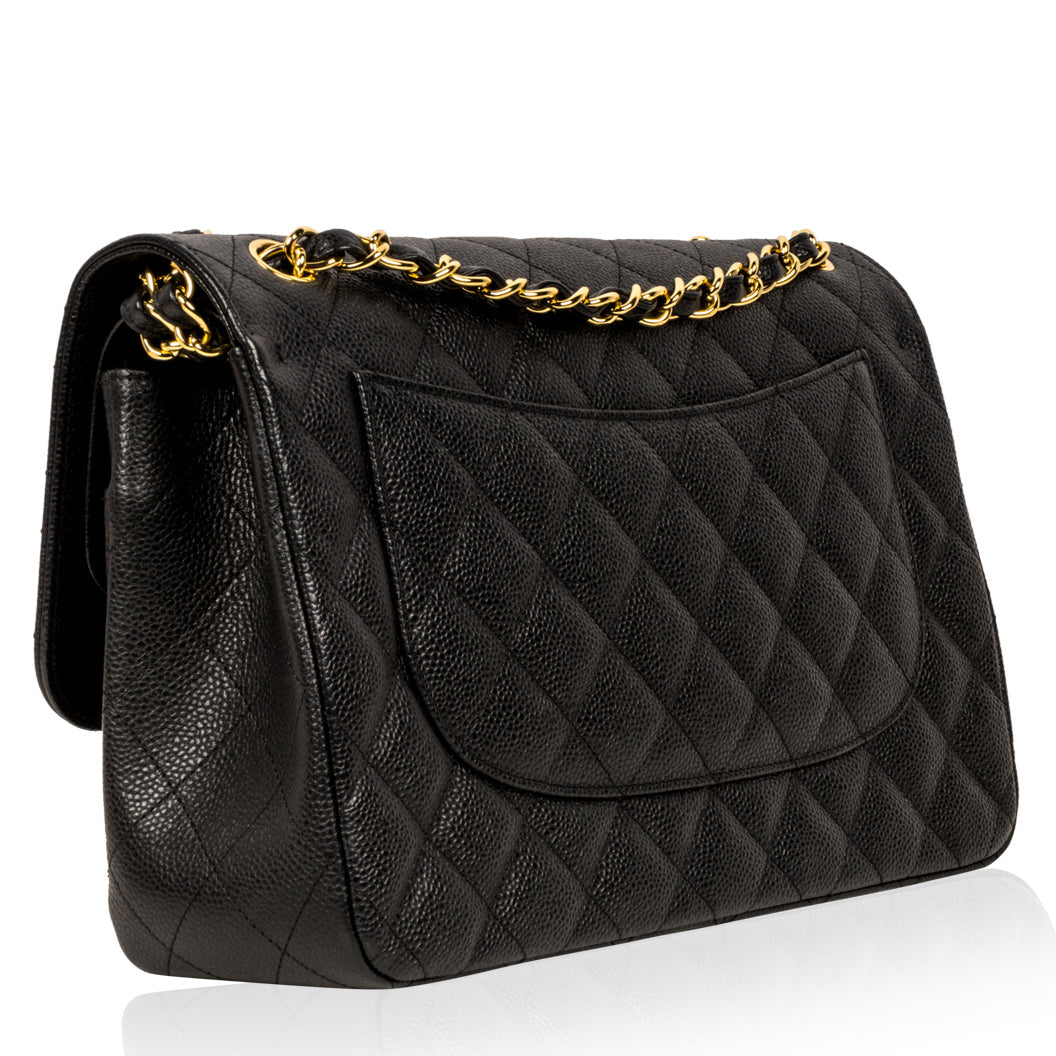 Chanel Classic Flap Caviar Black Shoulder Bag Style 35