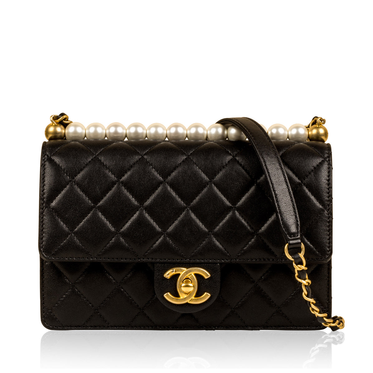 Chanel Classic Flap Lambskin Black Shoulder Bag Style 345