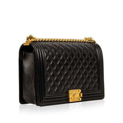 Chanel Boy Bag Lambskin Black Shoulder Bag Style 63