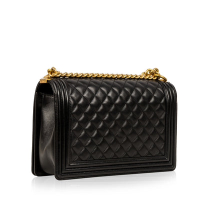 Chanel Boy Bag Lambskin Black Shoulder Bag Style 63