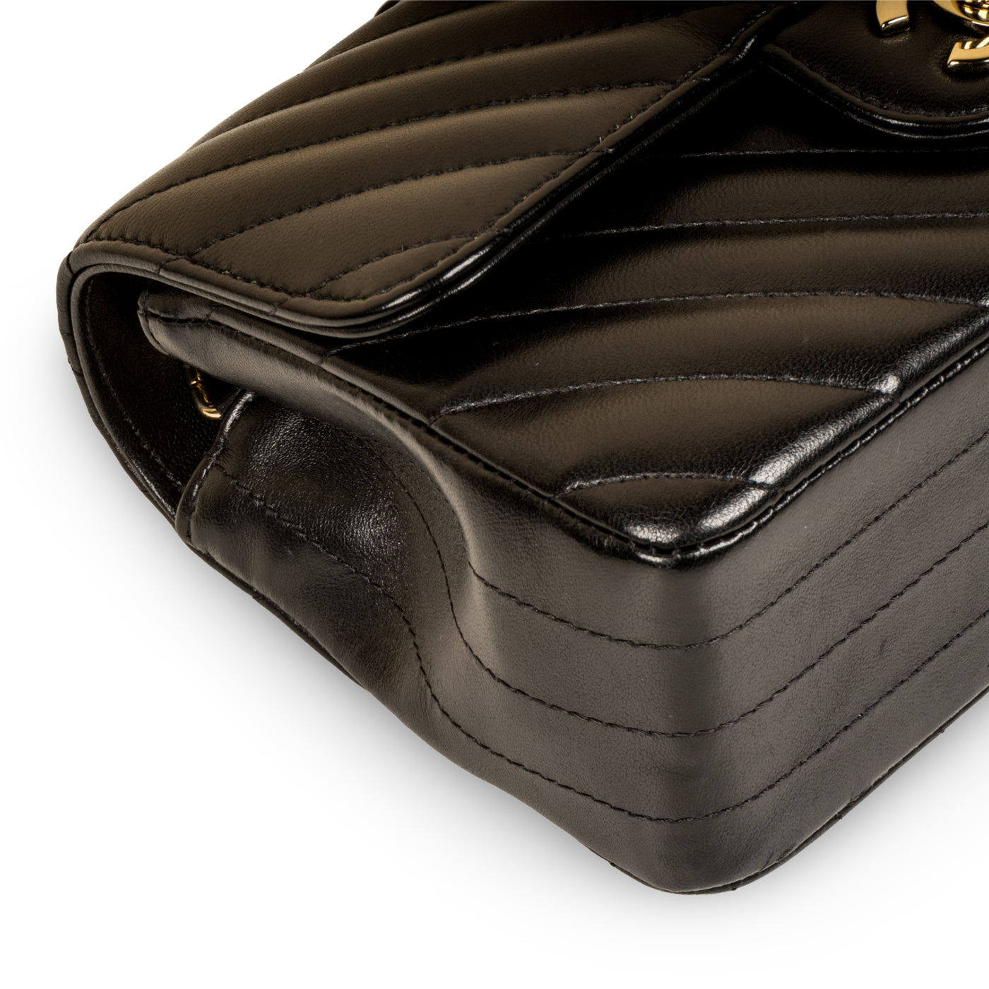 Chanel Classic Flap Lambskin Black Shoulder Bag Style 205