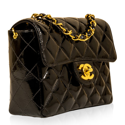 Chanel Classic Flap Patent Leather Black Shoulder Bag Style 12