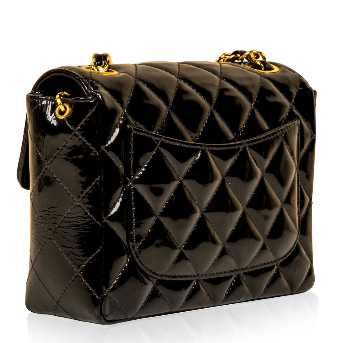 Chanel Classic Flap Patent Leather Black Shoulder Bag Style 12