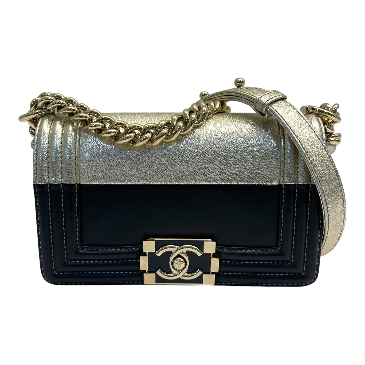 Chanel Boy Small Black Gold Handbag