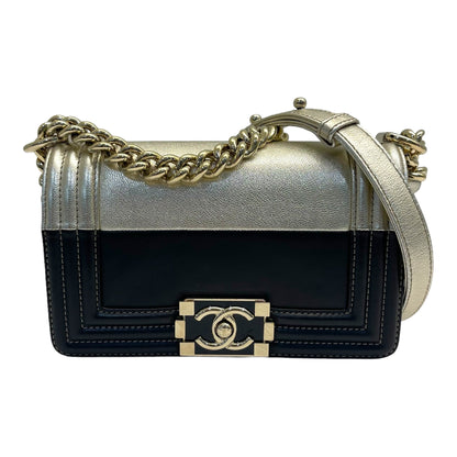 Chanel Boy Small Black Gold Handbag