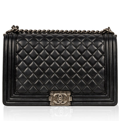 Chanel Boy Bag Lambskin Black Shoulder Bag Style 64