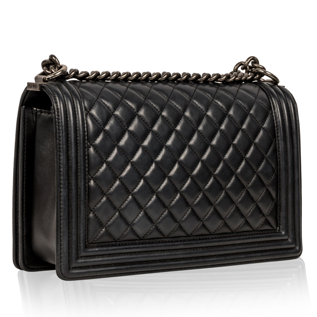 Chanel Boy Bag Lambskin Black Shoulder Bag Style 64