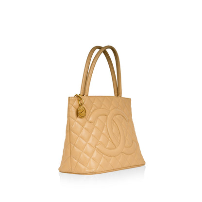 Chanel Medallion Caviar Gold Tote Bag