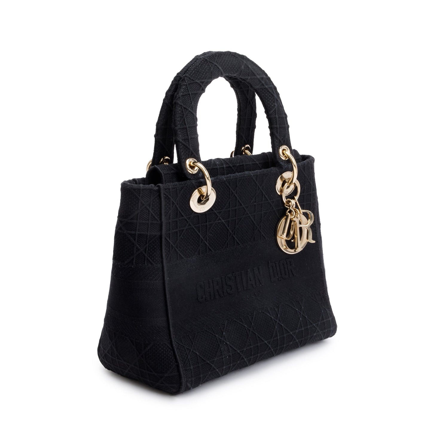 Christian Dior 2020 Black Toile De Jouy Embroidery Medium Lady D-Lite Bag