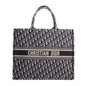 Christian Dior 2020 Ecru and Blue Dior Oblique Embroidery Large Book Tote