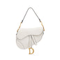 Christian Dior 2020 White Grained Calfskin Leather Medium Saddle Bag