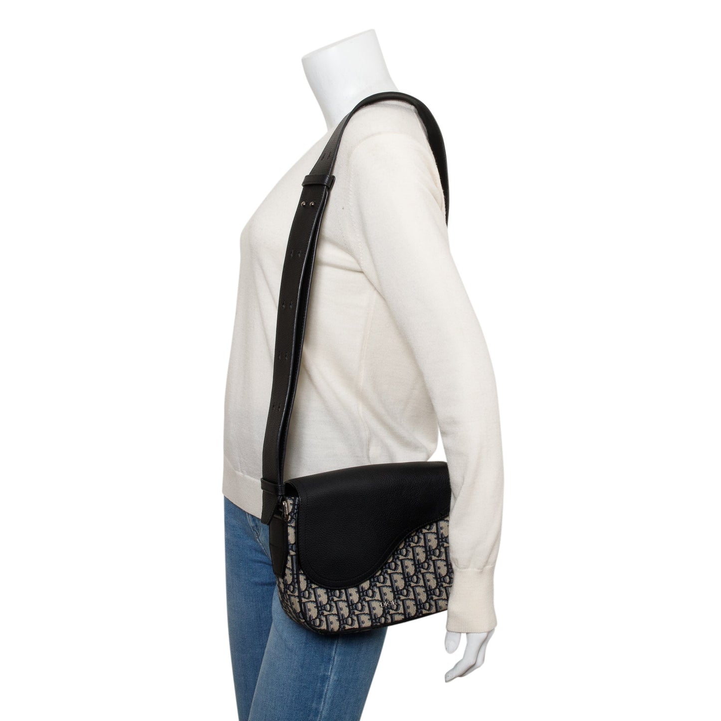 Christian Dior 2021 Black Oblique Mini Saddle Messenger Bag