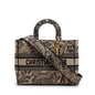 Christian Dior 2022 Beige & Black Toile De Jouy Soleil Embroidery Medium Lady D-Lite Bag
