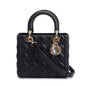 Christian Dior 2022 Black Cannage Lambskin Leather Medium Lady Dior Bag