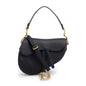 Christian Dior 2022 Black Grained Calfskin Leather Saddle Bag