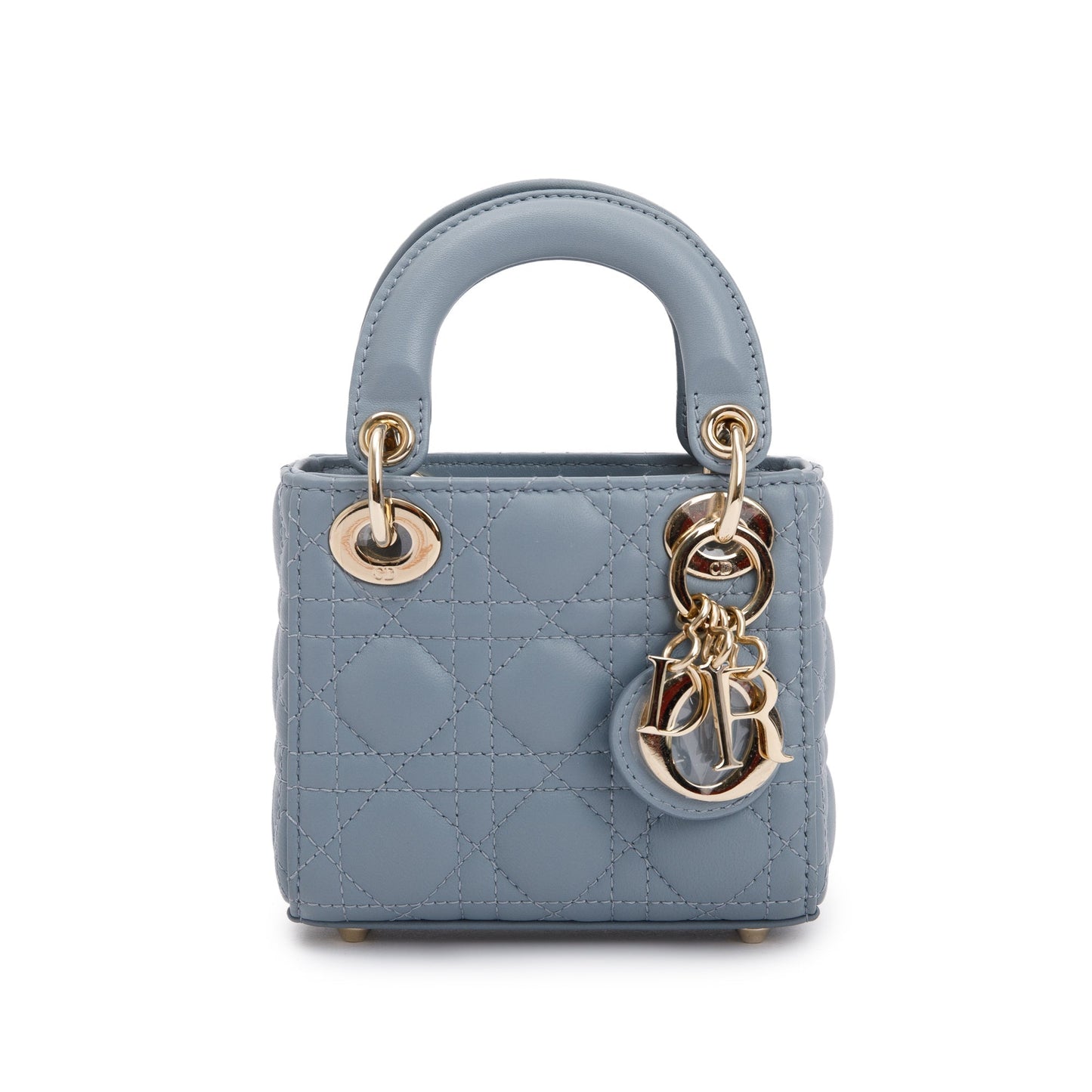 Christian Dior 2022 Blue Cannage Lambskin Leather Micro Lady Dior Bag