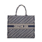 Christian Dior 2022 Ecru and Blue Dior Oblique Embroidery Large Book Tote
