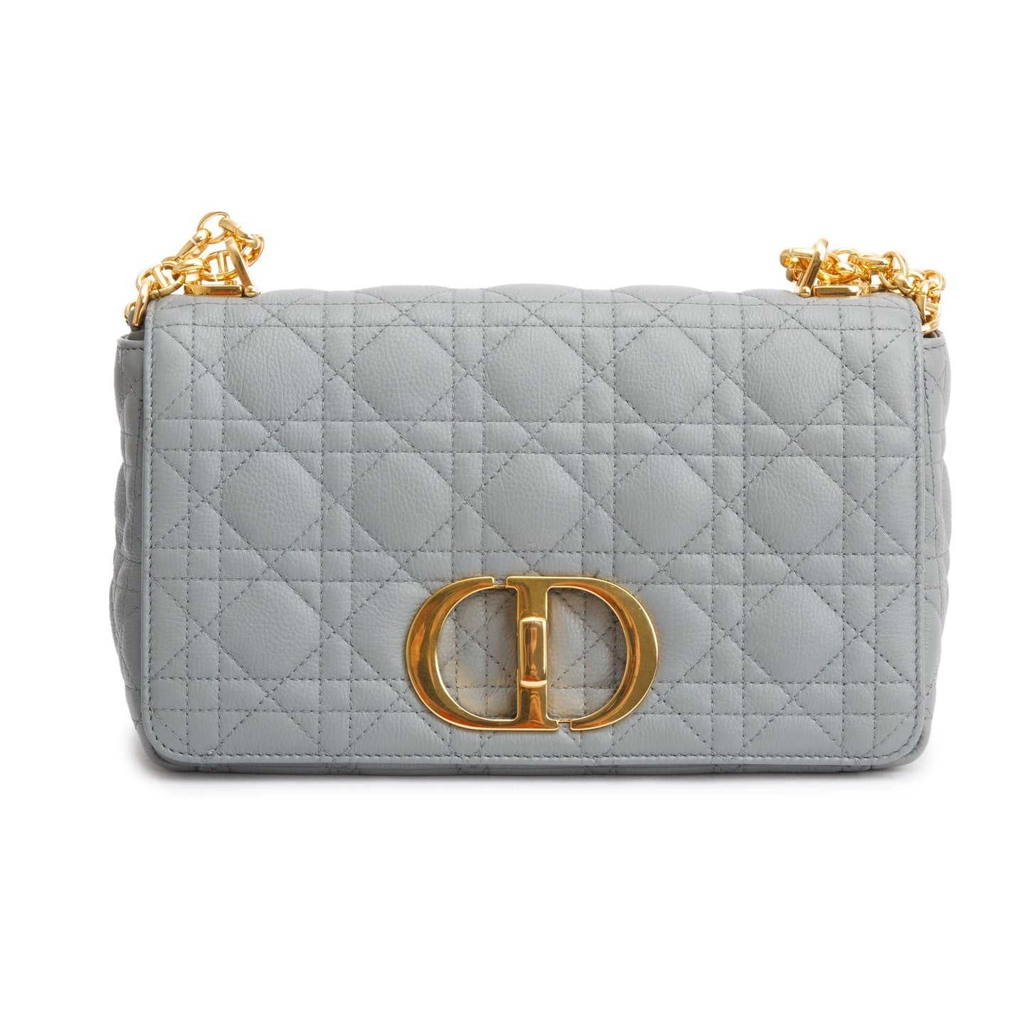 Christian Dior 2022 Grey Supple Cannage Calfskin Leather Medium Dior Caro Bag