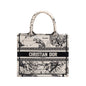 Christian Dior 2022 Latte & Black Toile de Jouy Zodiac Embroidery Small Book Tote