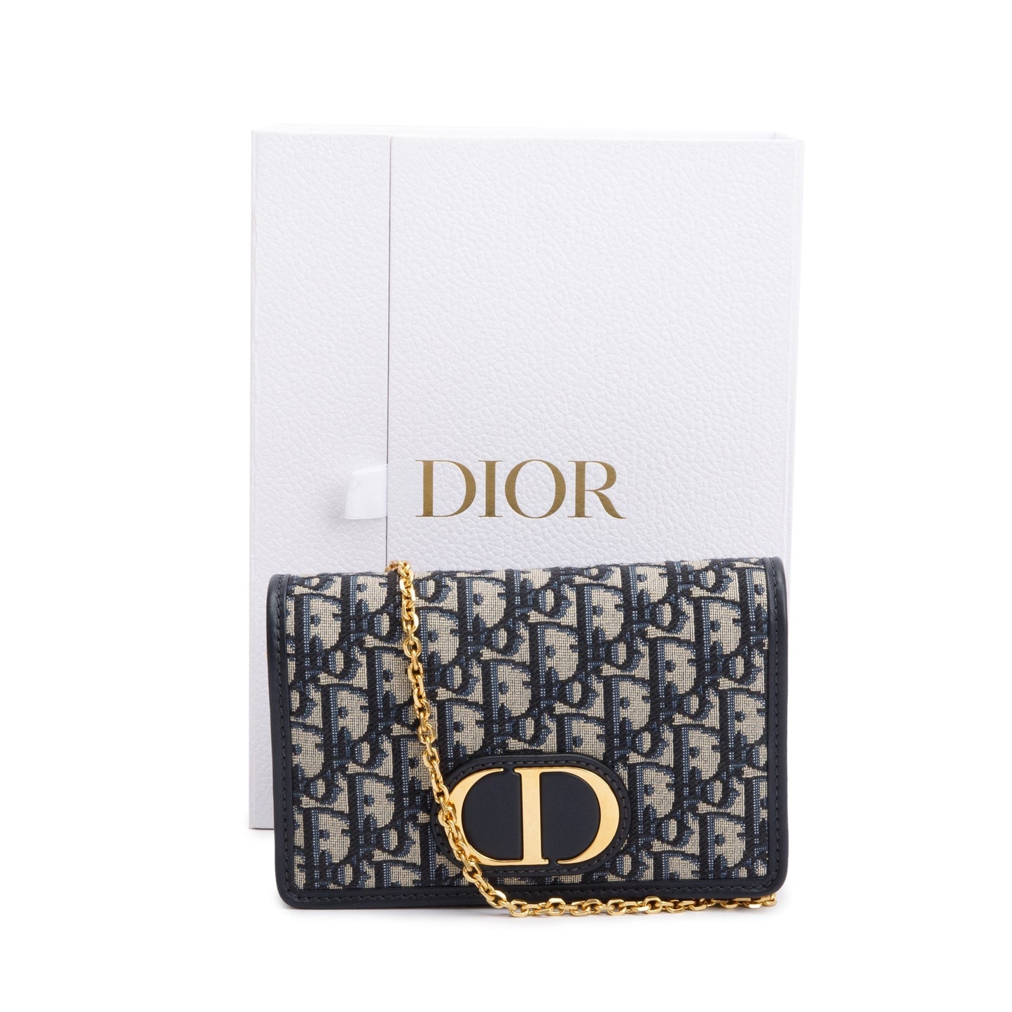 Christian Dior 2022 Navy Oblique 30 Montaigne 2-In-1 Pouch Bag