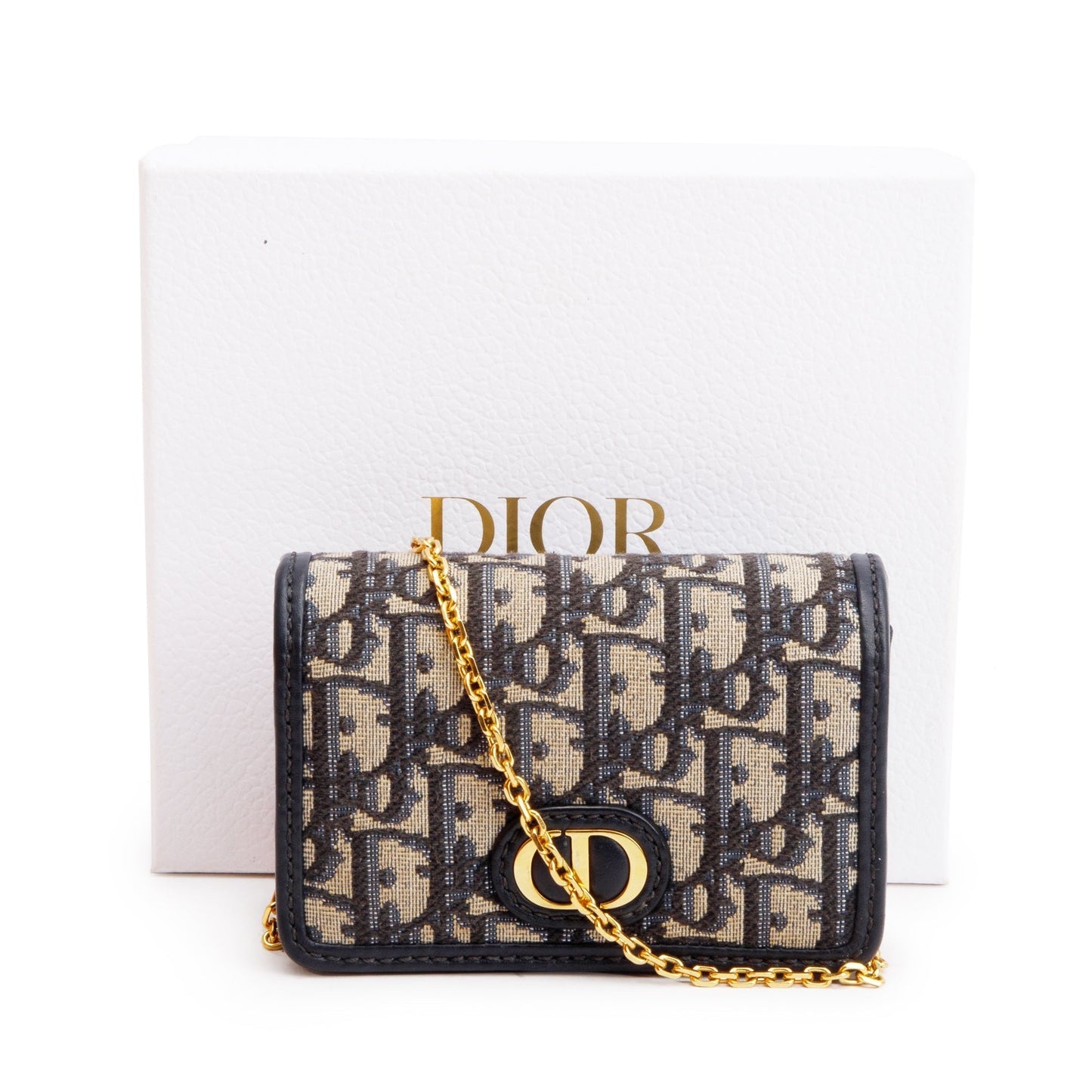 Christian Dior 2022 Navy Oblique Nano 30 Montaigne 2-In-1 Pouch Bag