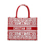 Christian Dior 2022 Red & White Bandana Embroidery Medium Book Tote