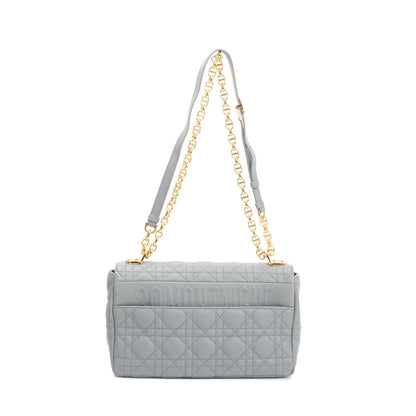 Christian Dior 2022 Stone Gray Supple Cannage Calfskin Leather Medium Dior Caro Bag