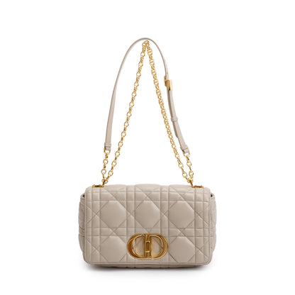 Christian Dior 2022 Taupe Supple Cannage Calfskin Leather Medium Dior Caro Bag