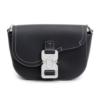 Christian Dior 2023 Black Calfskin Leather Mini Saddle Messenger Bag