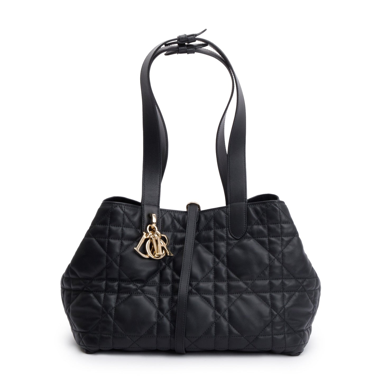Christian Dior 2023 Black Macrocannage Calfskin Leather Medium Toujours Bag