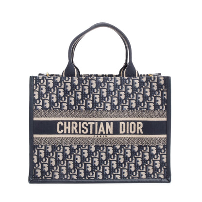 Christian Dior 2023 Navy Oblique Embroidered Medium Book Tote