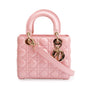 Christian Dior 2023 Pink Metallic Cannage Lambskin Leather Small Lady Dior Bag