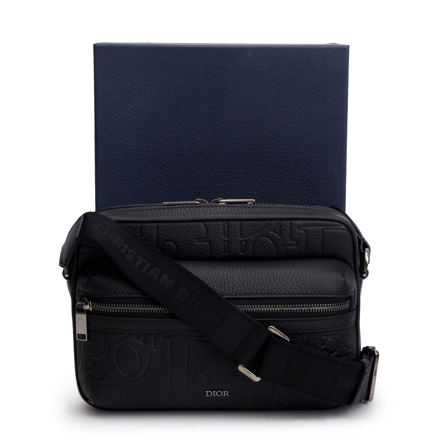 Christian Dior 2024 Black Leather Rider 2.0 Zipped Messenger Bag