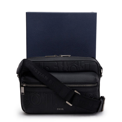 Christian Dior 2024 Black Leather Rider 2.0 Zipped Messenger Bag