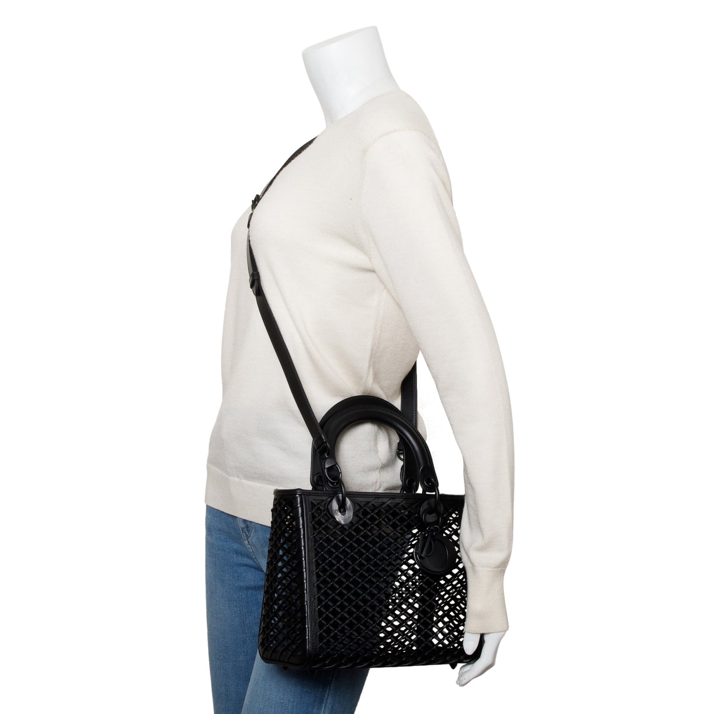 Christian Dior 2024 Black Leather So Black Medium Lady Dior Bag