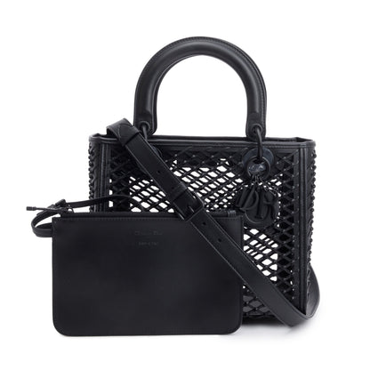 Christian Dior 2024 Black Leather So Black Medium Lady Dior Bag